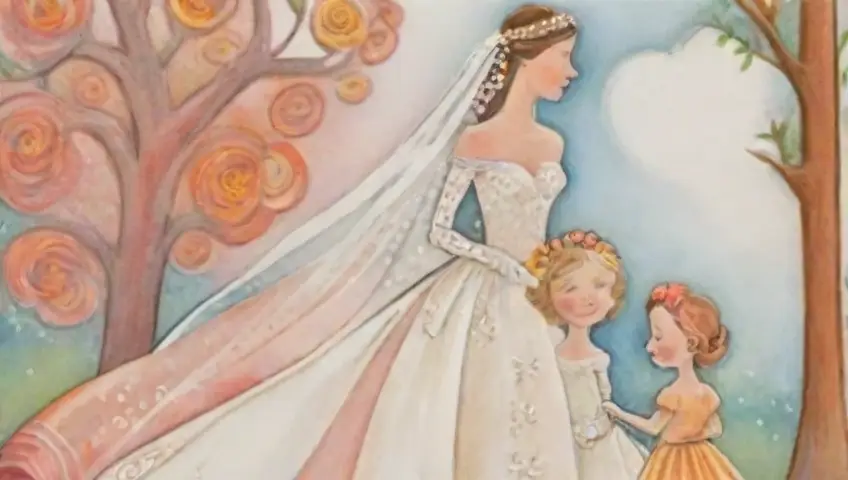 Colores brillantes y suaves líneas evocan emociones en un romántico escenario de boda