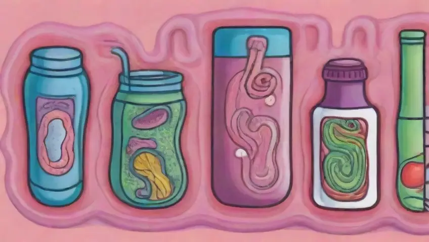 Una ilustración que representa el viaje digestivo, destacando la interacción entre nutrición y tratamiento