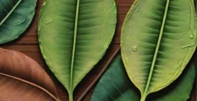 Hojas verdes de guanábana brillantes y detalladas